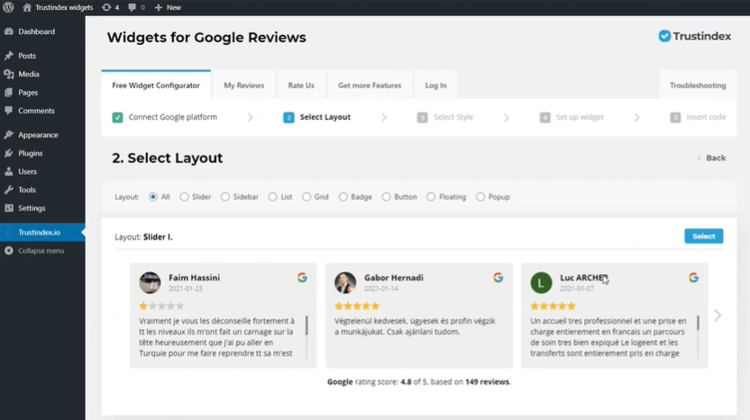 Widgets for Google Reviews
