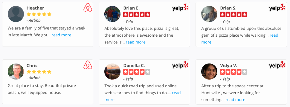 Customer feedback displayed by WP Review Slider Pro