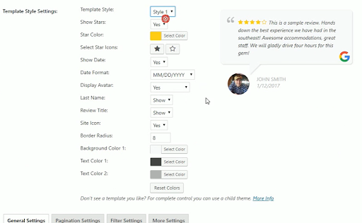 Templates available with WP Review Slider Pro