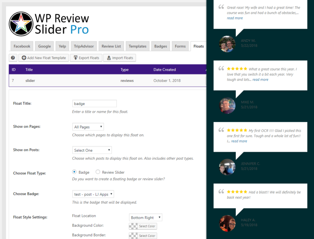Key features of WP Review Slider Pro