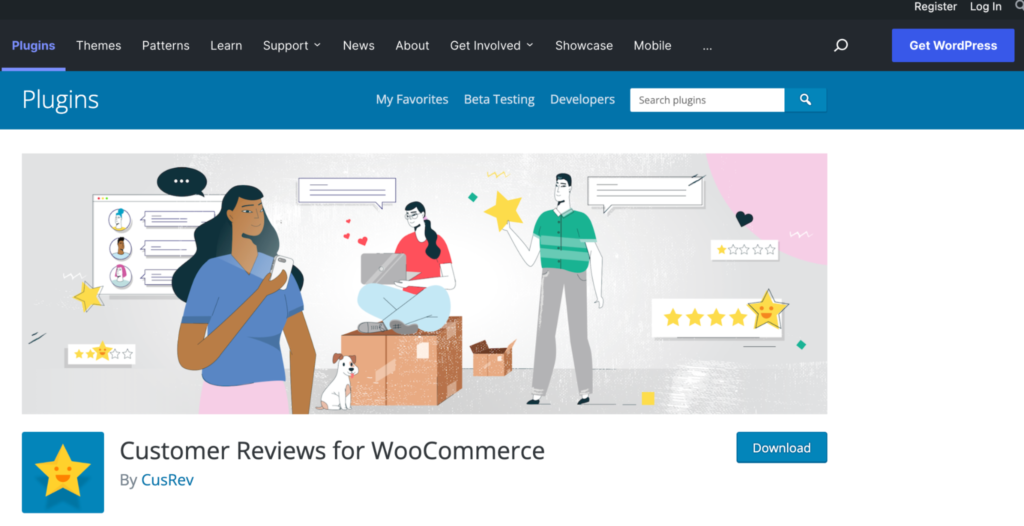 Customer Reviews for WooCommerce social proof plugin download page