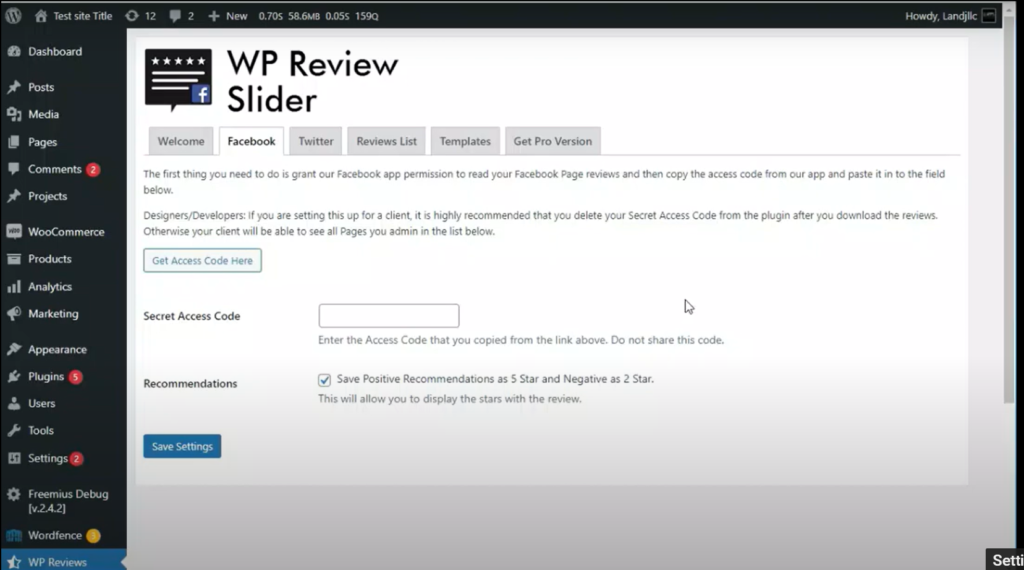 Get Access Code on WP Review Slider Pro