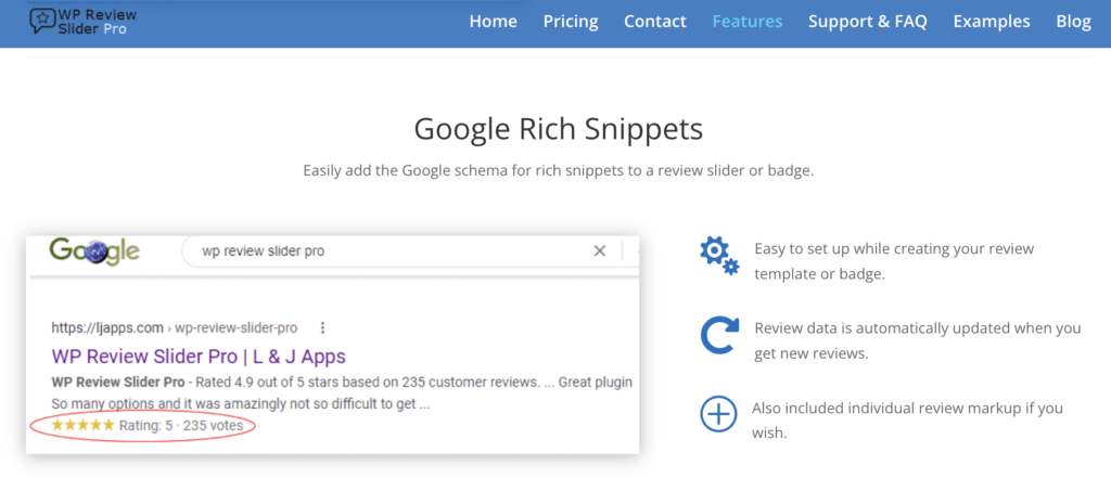 Example of Google Rich Snippets