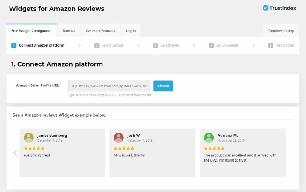 Connecting to Amazon in the Trustindex Widgets for Amazon Reviews plugin