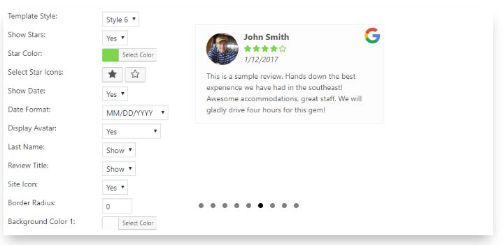 Using green stars and grey background for your reviews 