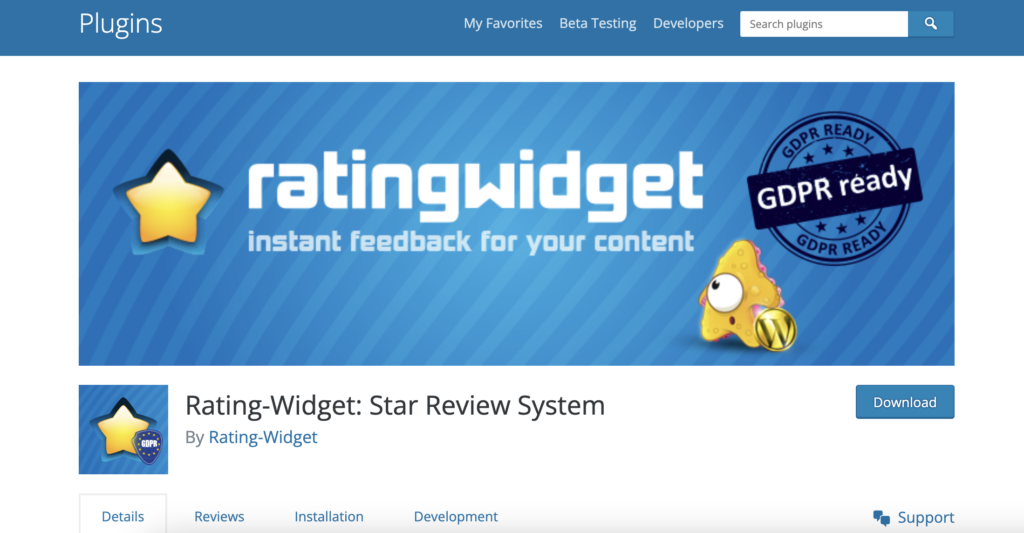 Rating-Widget: Star Reviewing System homepage