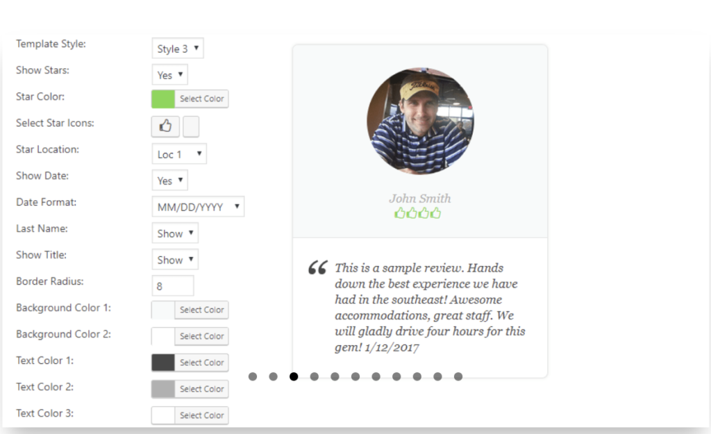 WP Review Slider Pro template style 1