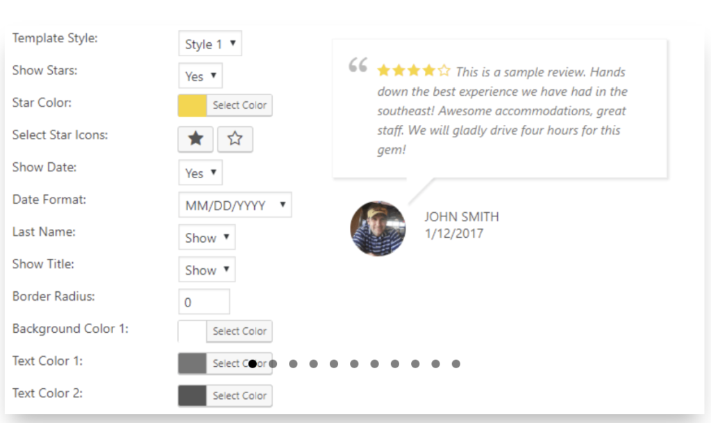 WP Review Slider Pro template style 3
