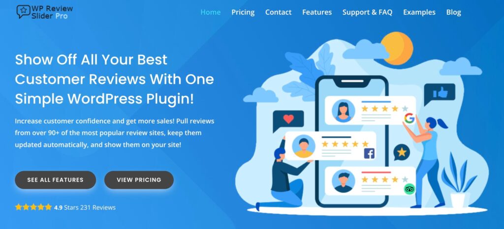 WP Review Slider Pro homepage