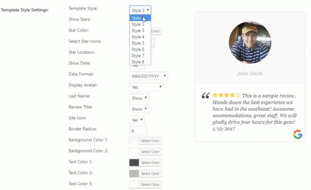 WP Review Slider Pro allows you to create clear templates for your settings.
