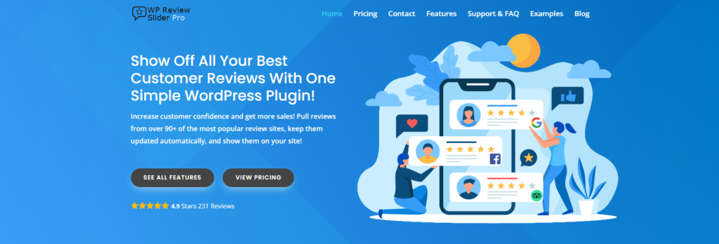 WP Review Slider Pro homepage