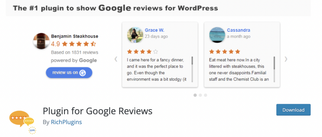 Plugin for Google reviews homepage