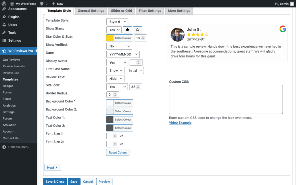 Customizing testimonials display with WP Review Slider Pro