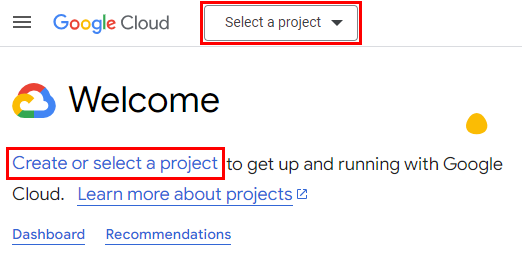 Creating a project in the Google Cloud Console.