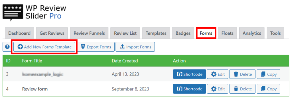 Creating a review submission form template using WPRSP.
