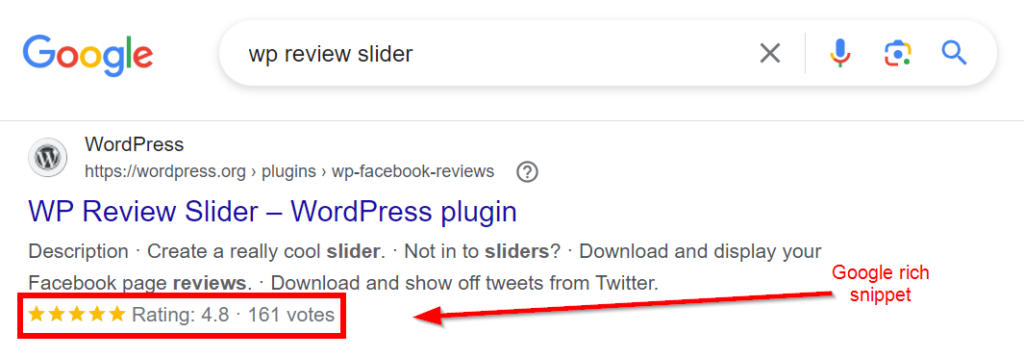 Adding Google rich snippets using WP Review Slider Pro.
