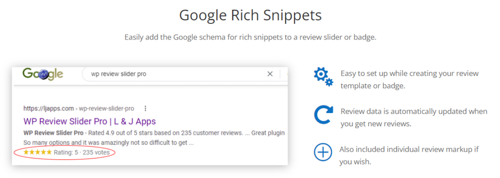 An example of WPRSP’s Google Rich Snippet feature.
