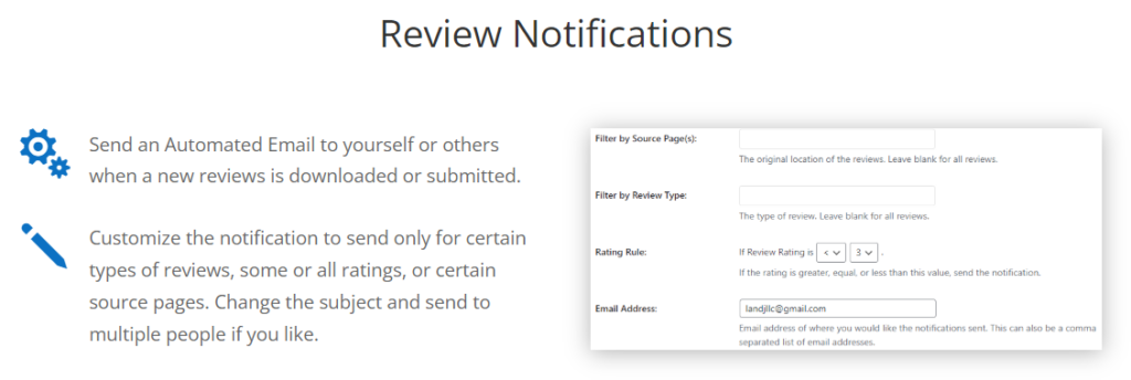 WP Review Slider Pro’s automated review notification feature.

