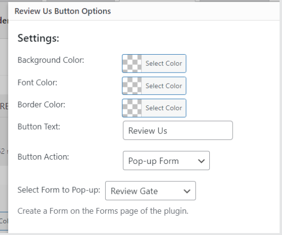 review us button settings