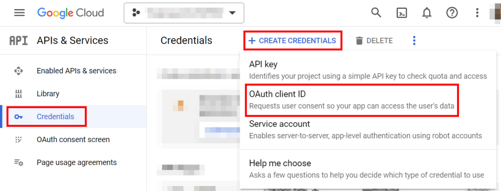 API credentials