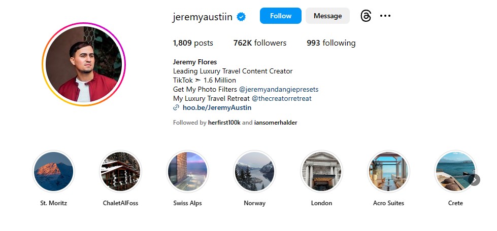 Jeremy Flores is a travel content creator with over 750k followers