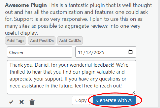 AI generated summary of reviews