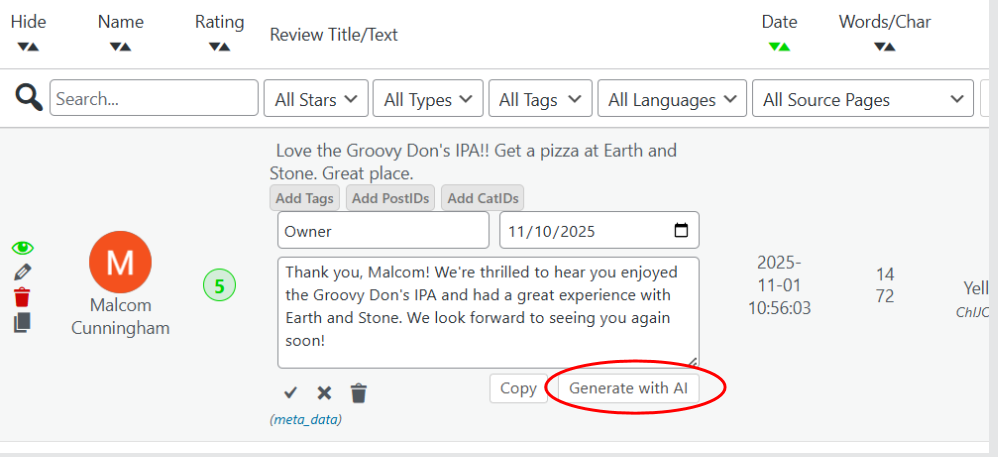 AI generated owner response