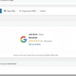 Live email signature preview with Google rating, Jane Smith, Banstead, 4.9 stars and 46 reviews